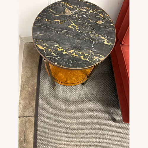 Used Two Tiered Marble and Wood End Table for sale on AptDeco