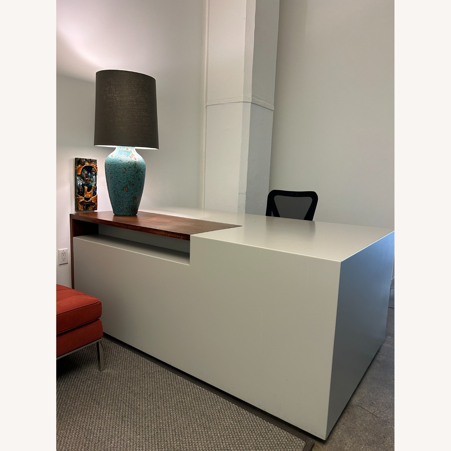 Large White Desk with Drawers - image-1