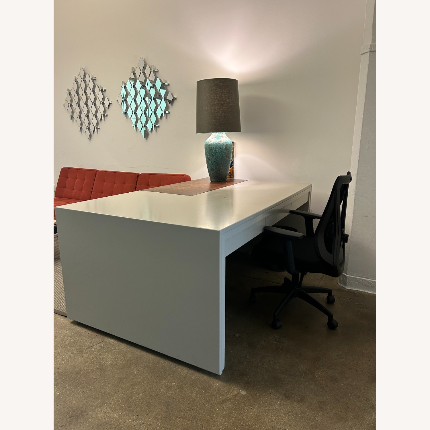 Large White Desk with Drawers - image-2
