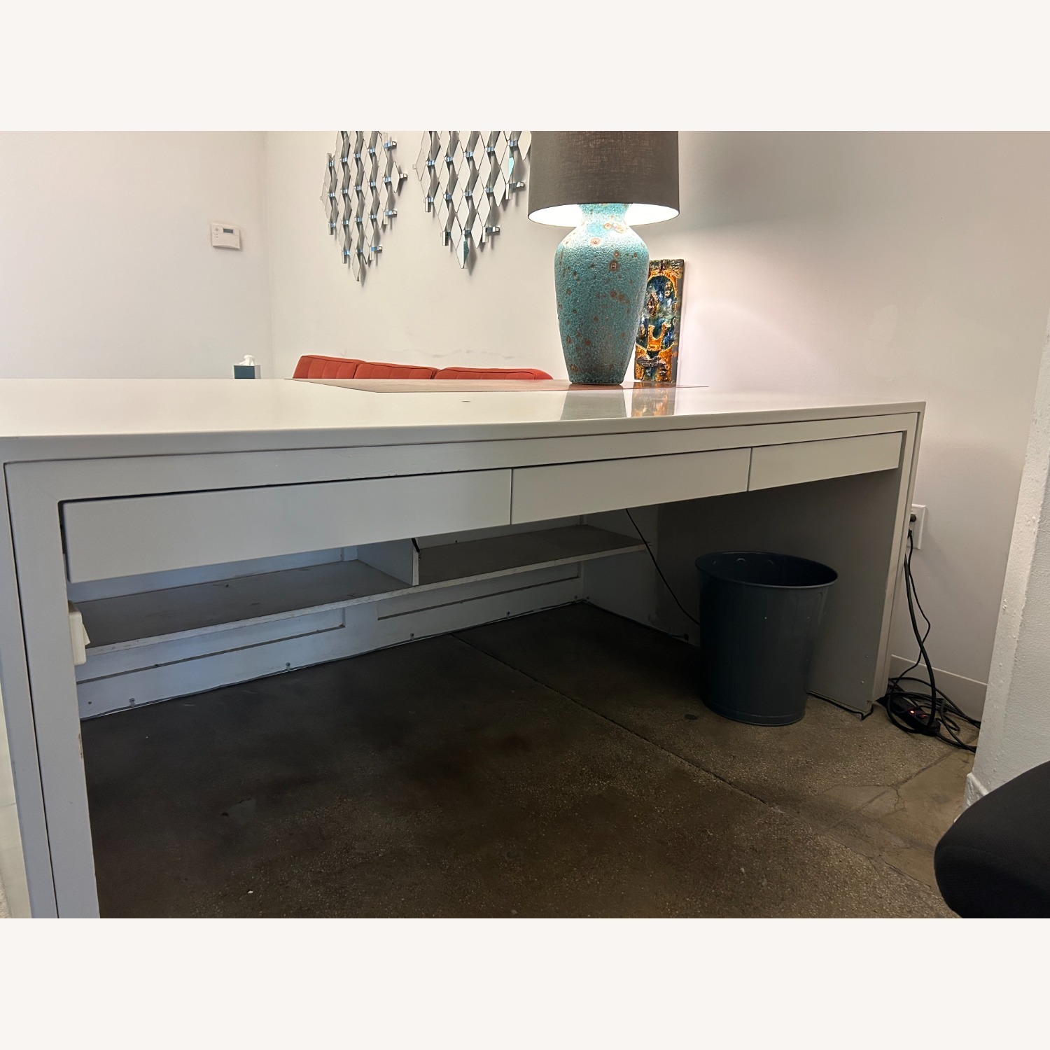 Large White Desk with Drawers - image-3