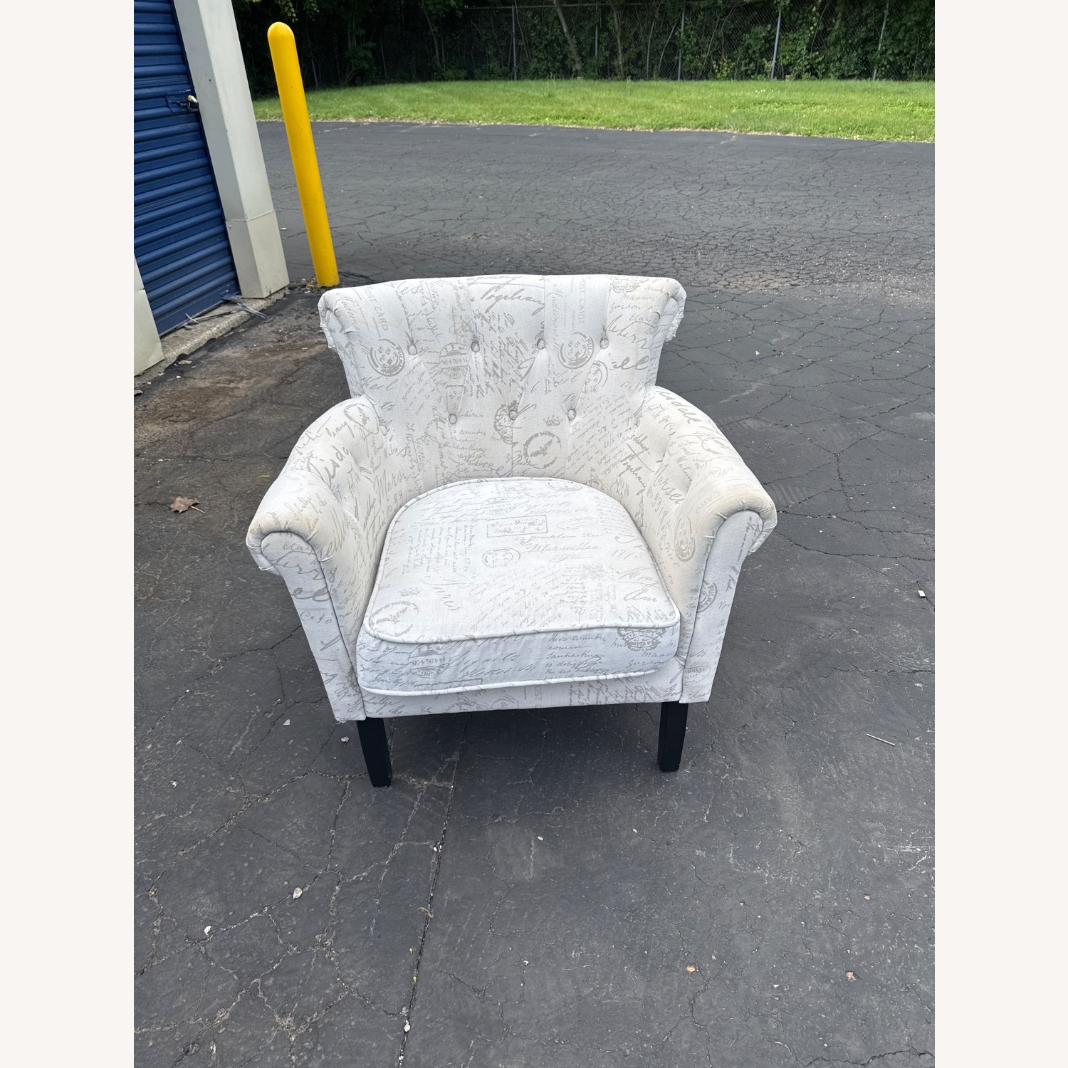 Vintage/Antique White Fabric Armchair - image-1