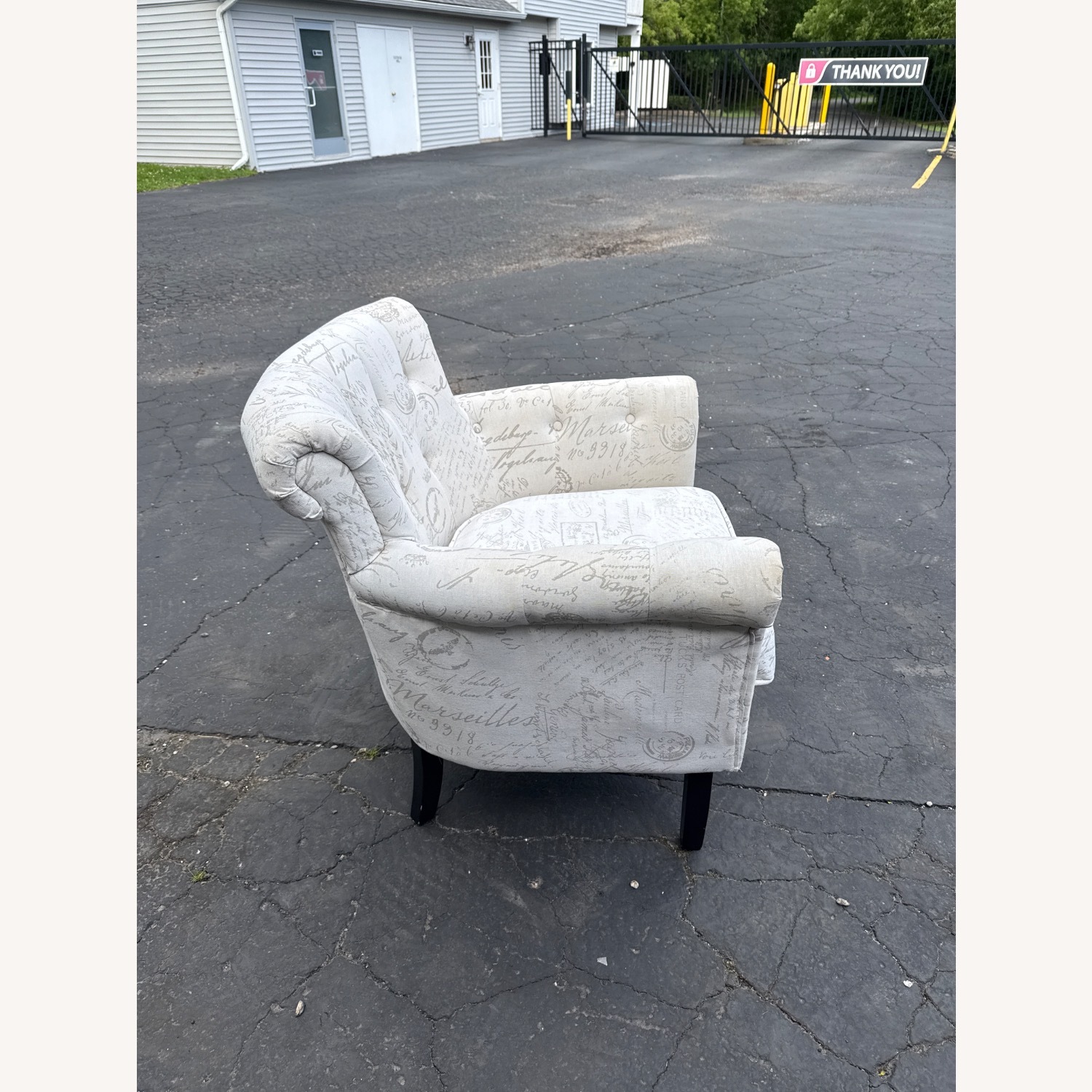 Vintage/Antique White Fabric Armchair - image-2