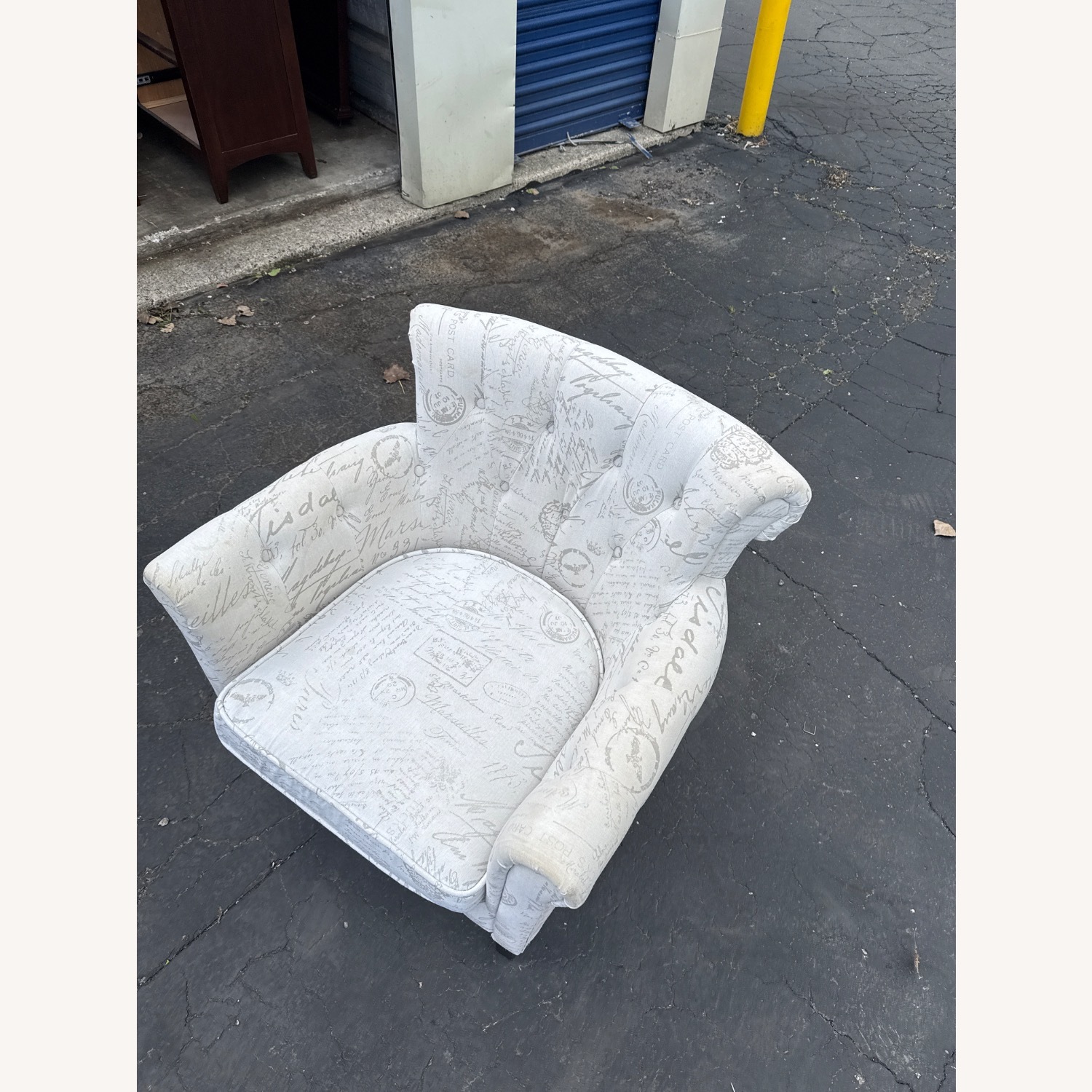 Vintage/Antique White Fabric Armchair - image-3