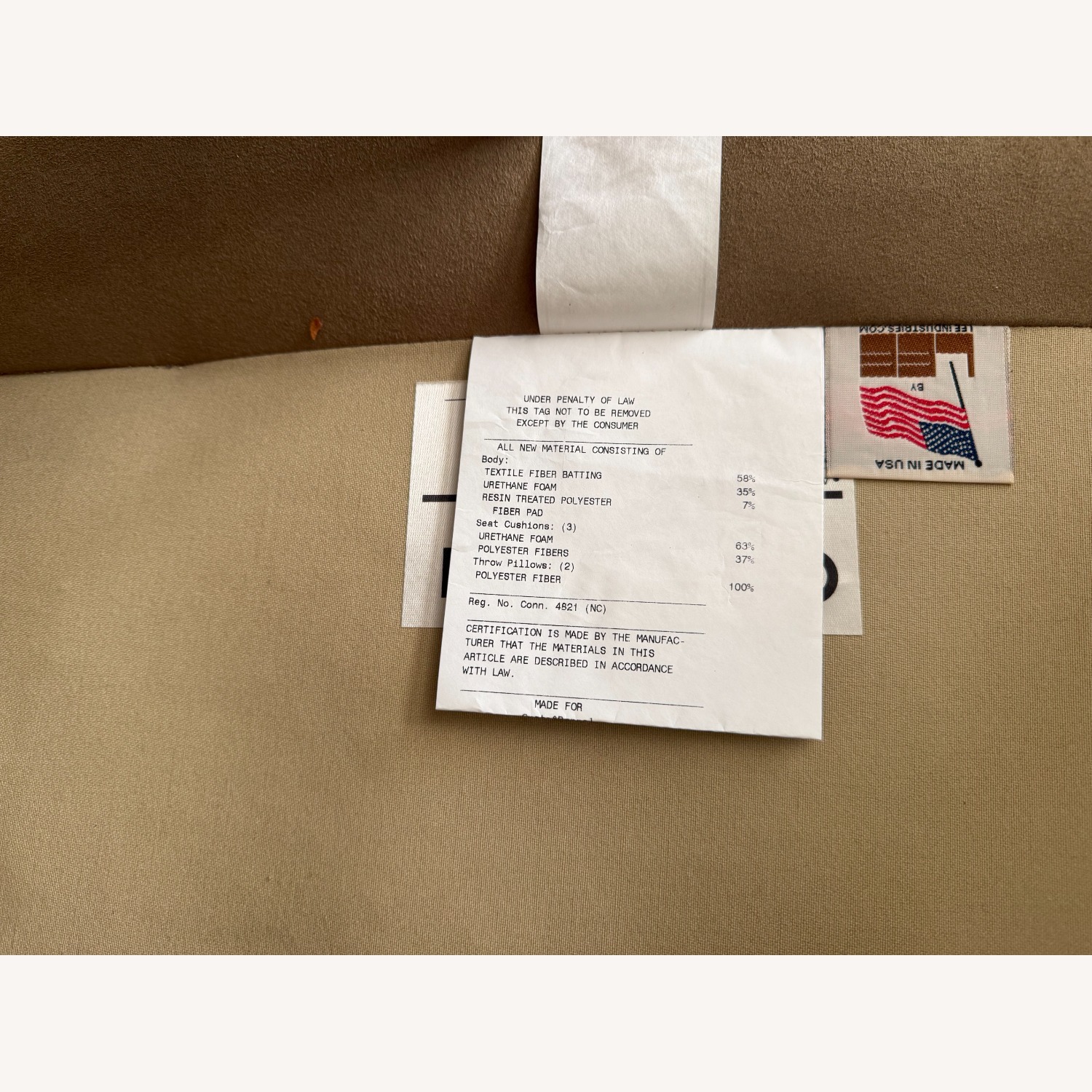 Crate & Barrel Cameron Taupe Faux Suede 3 Seat Sofa - image-8