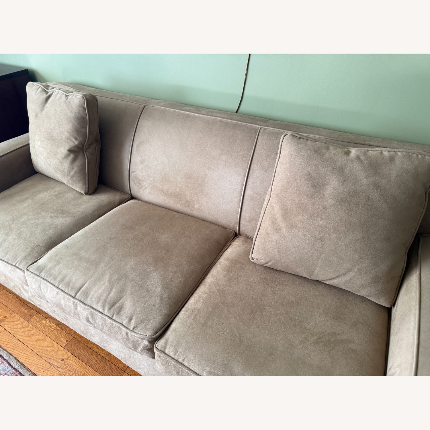 Crate & Barrel Cameron Taupe Faux Suede 3 Seat Sofa - image-2