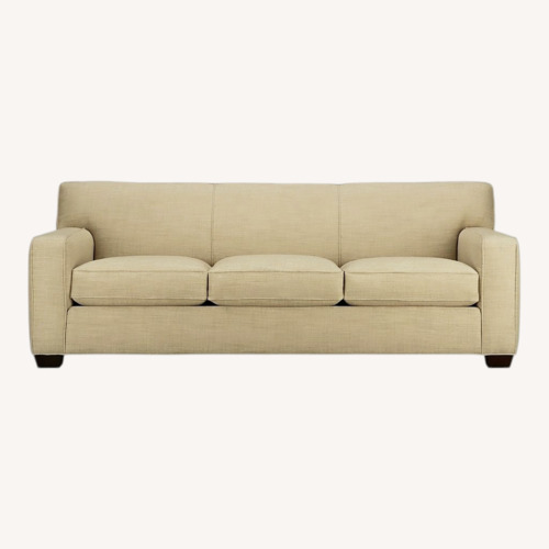 Used Crate & Barrel Cameron Taupe Faux Suede 3 Seat Sofa for sale on AptDeco