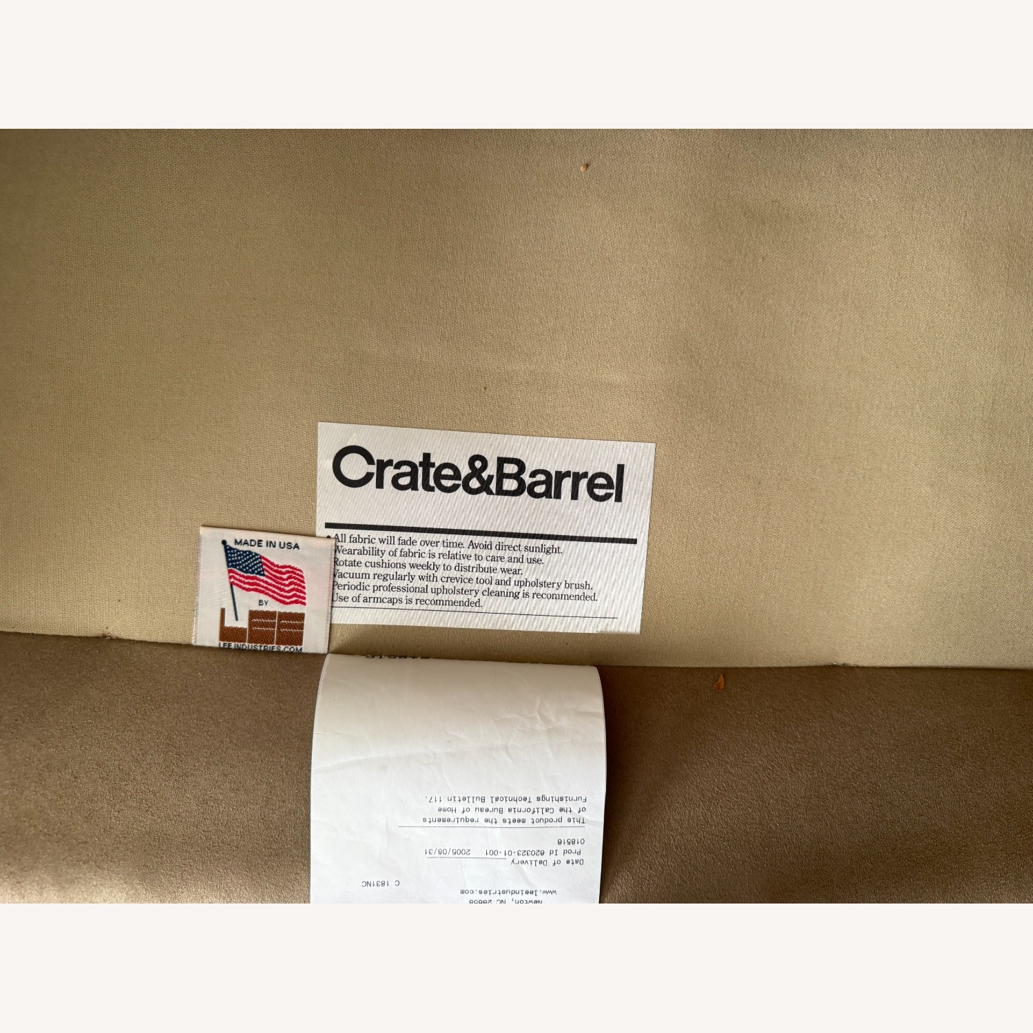 Crate & Barrel Cameron Taupe Faux Suede 3 Seat Sofa - image-7