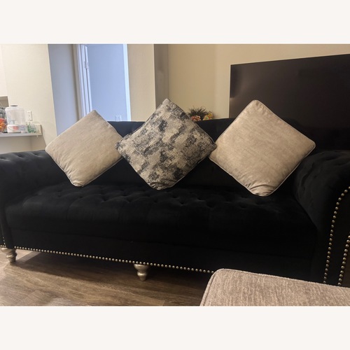 Used Black 3 Seater Sofa with 3 Large Cushions for sale on AptDeco