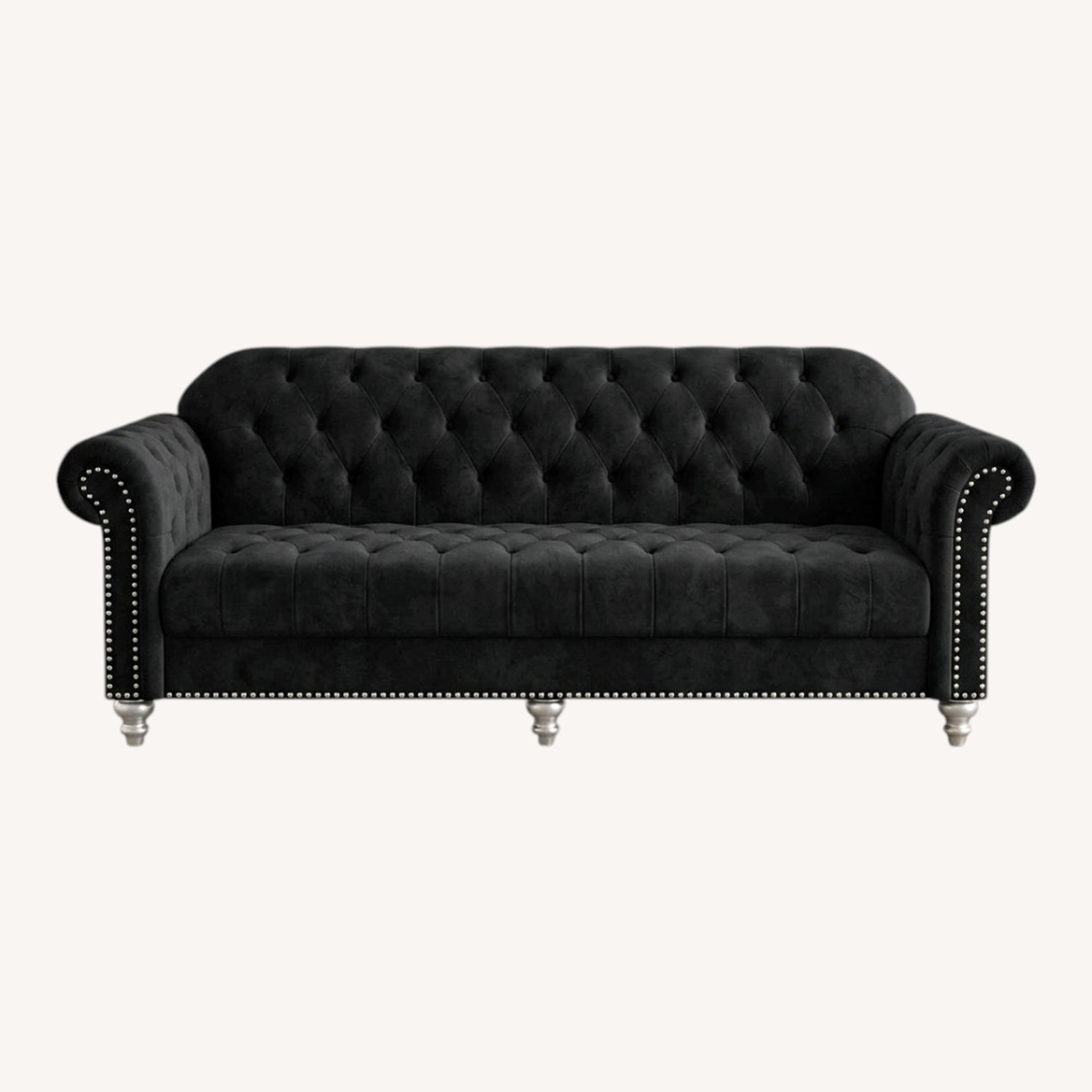 Black 3 Seater Sofa with 3 Large Cushions - image-0