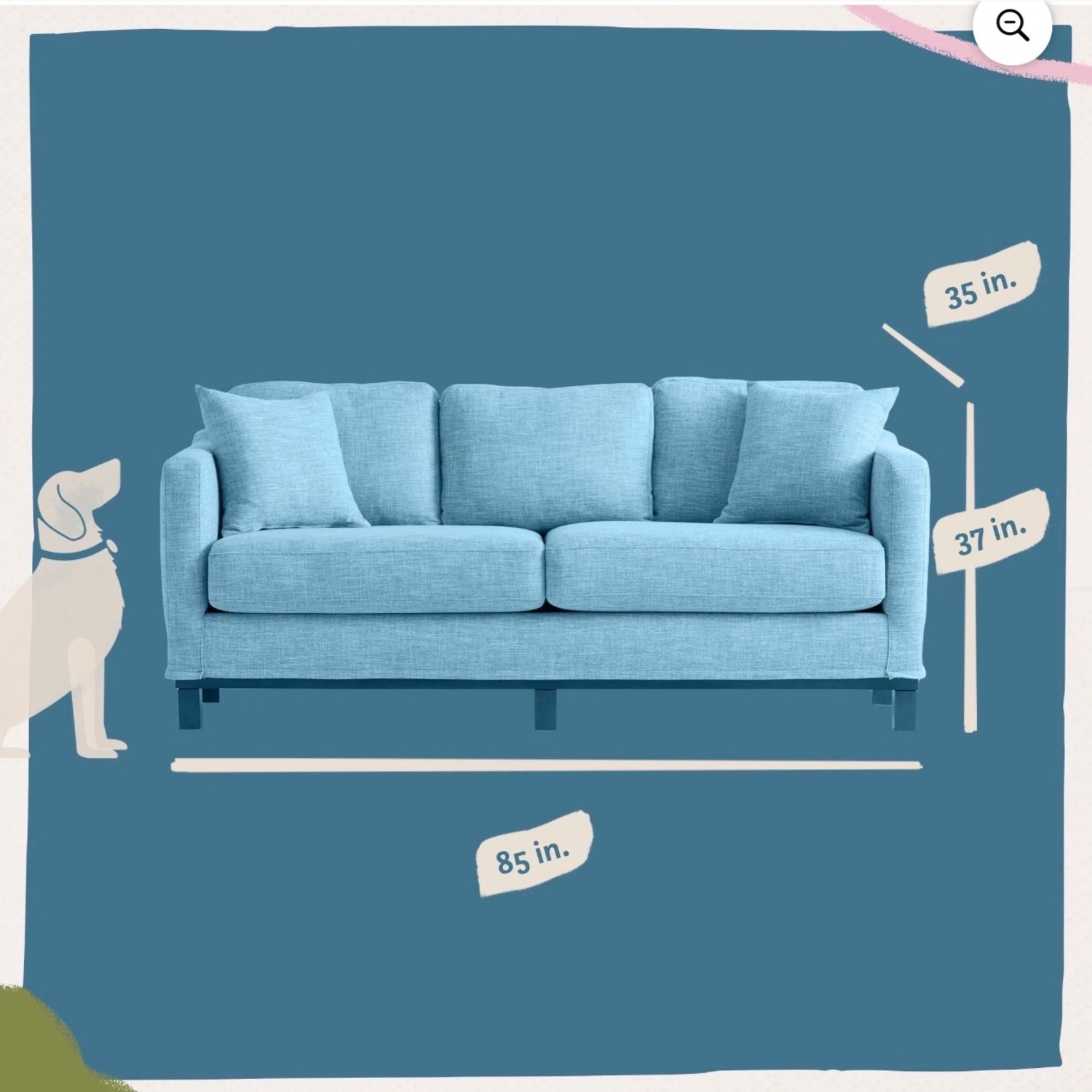 Blue Fabric 3+ Seater Sofa - image-7