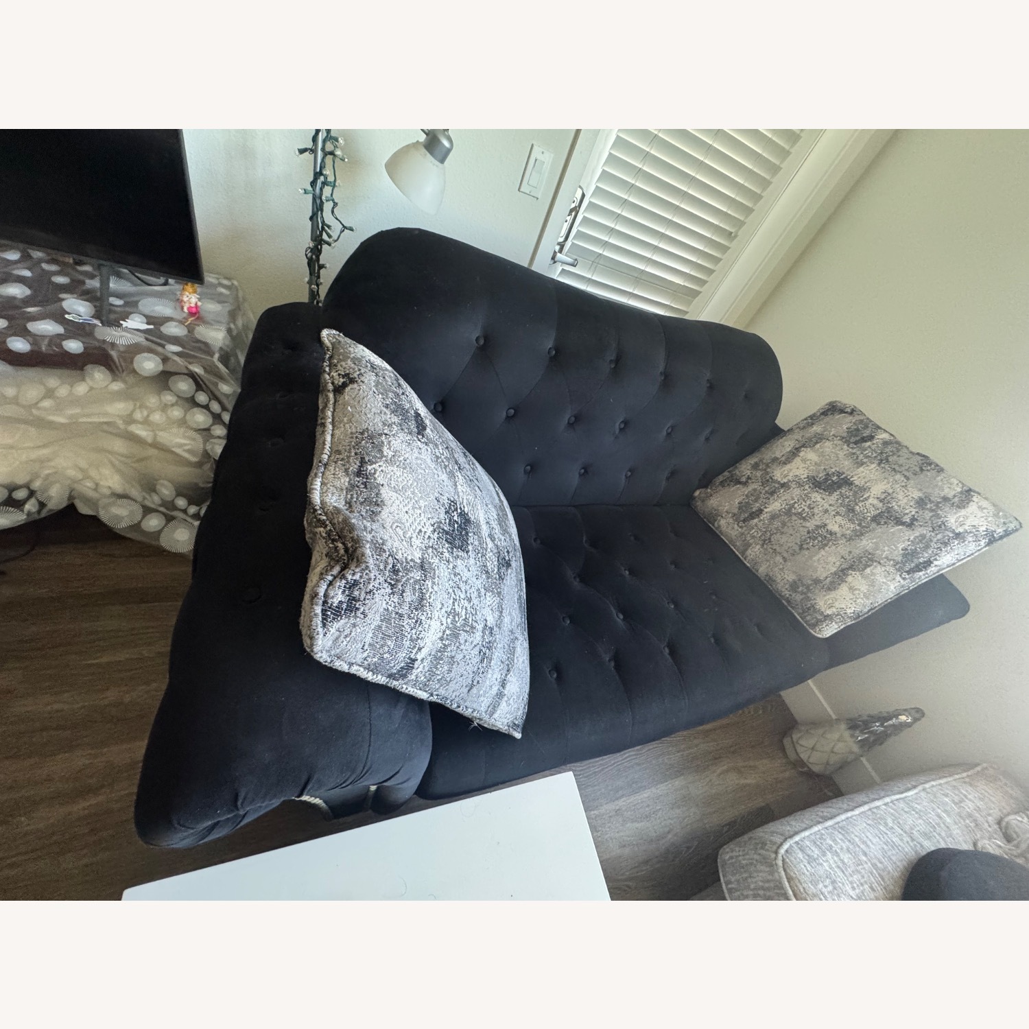 Black Velvet 2 Seater Sofa - image-6