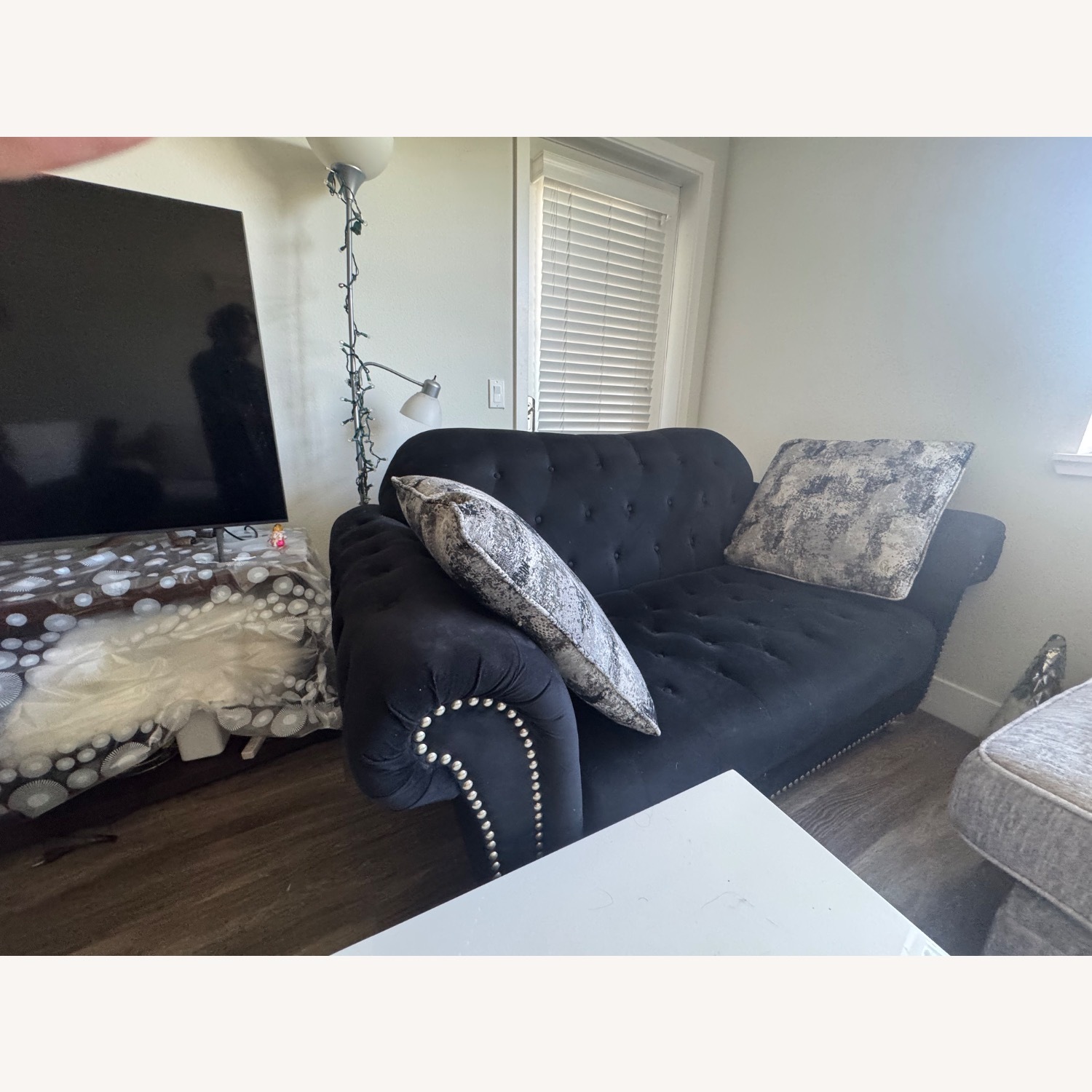 Black Velvet 2 Seater Sofa - image-4