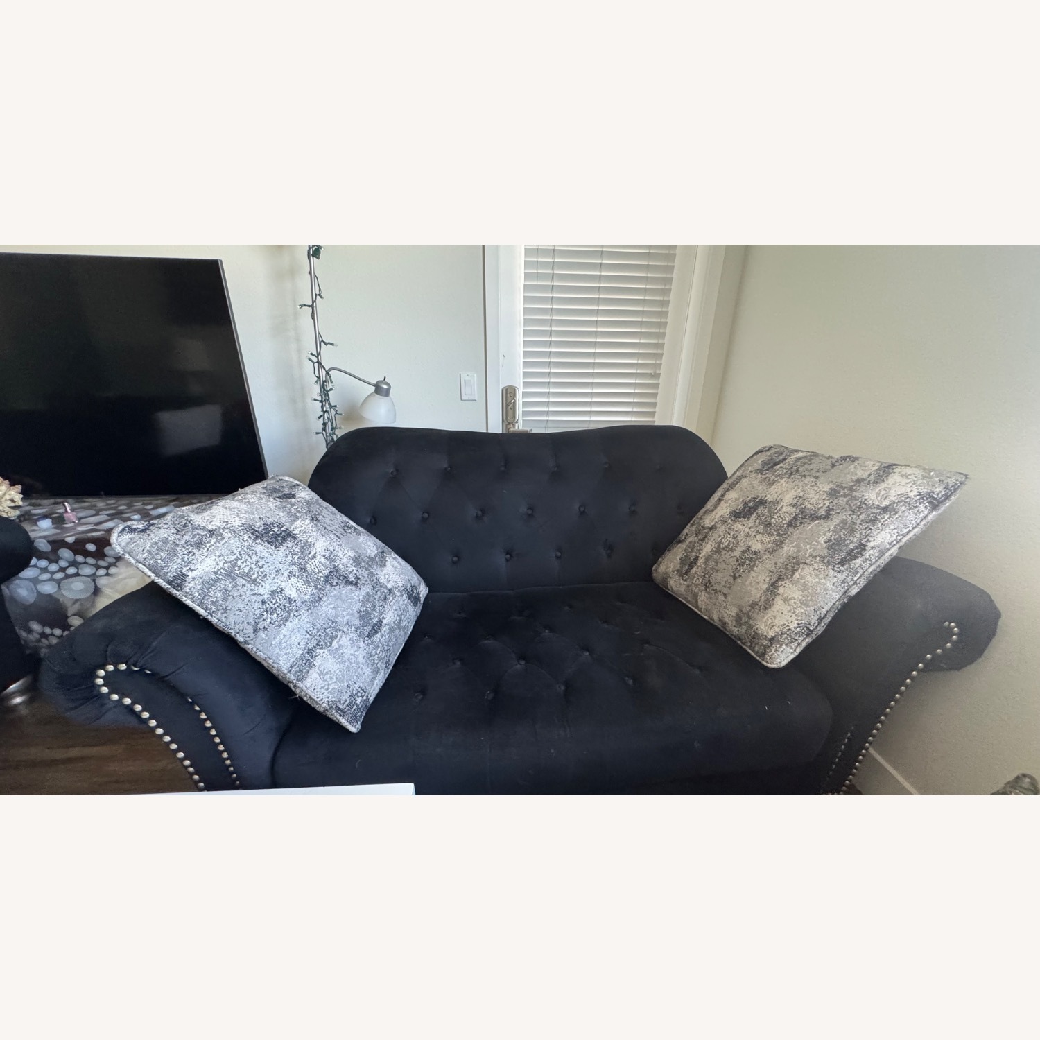 Black Velvet 2 Seater Sofa - image-5