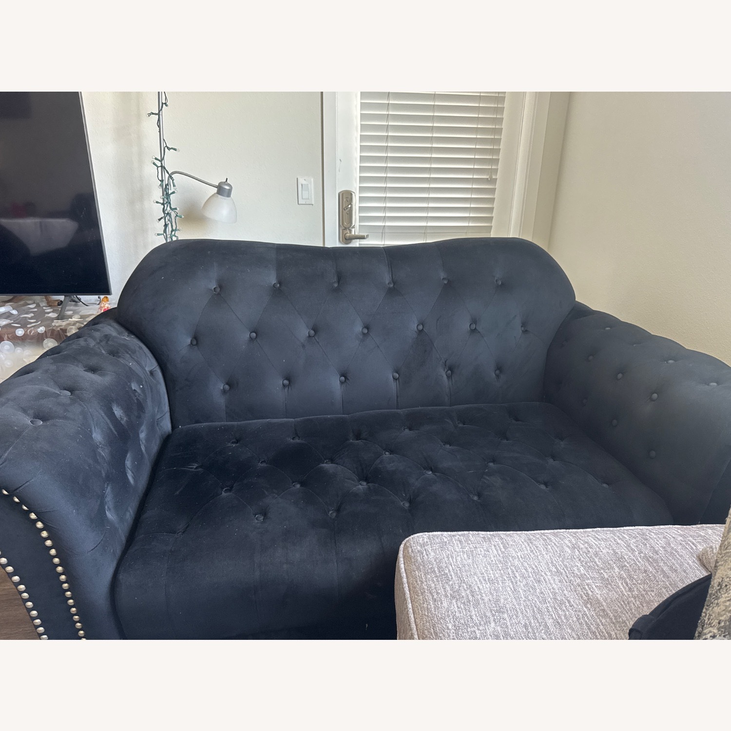 Black Velvet 2 Seater Sofa - image-7
