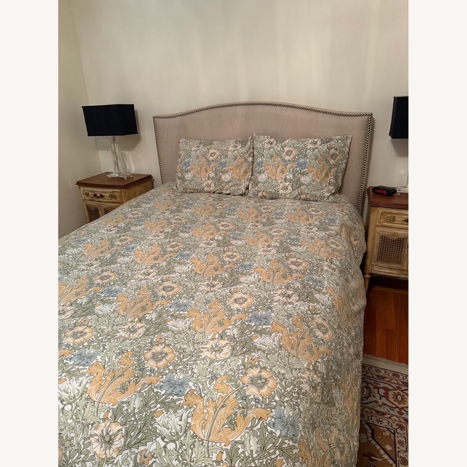 Crate & Barrel Colette Upholstered Queen Frame & Headboard - image-7