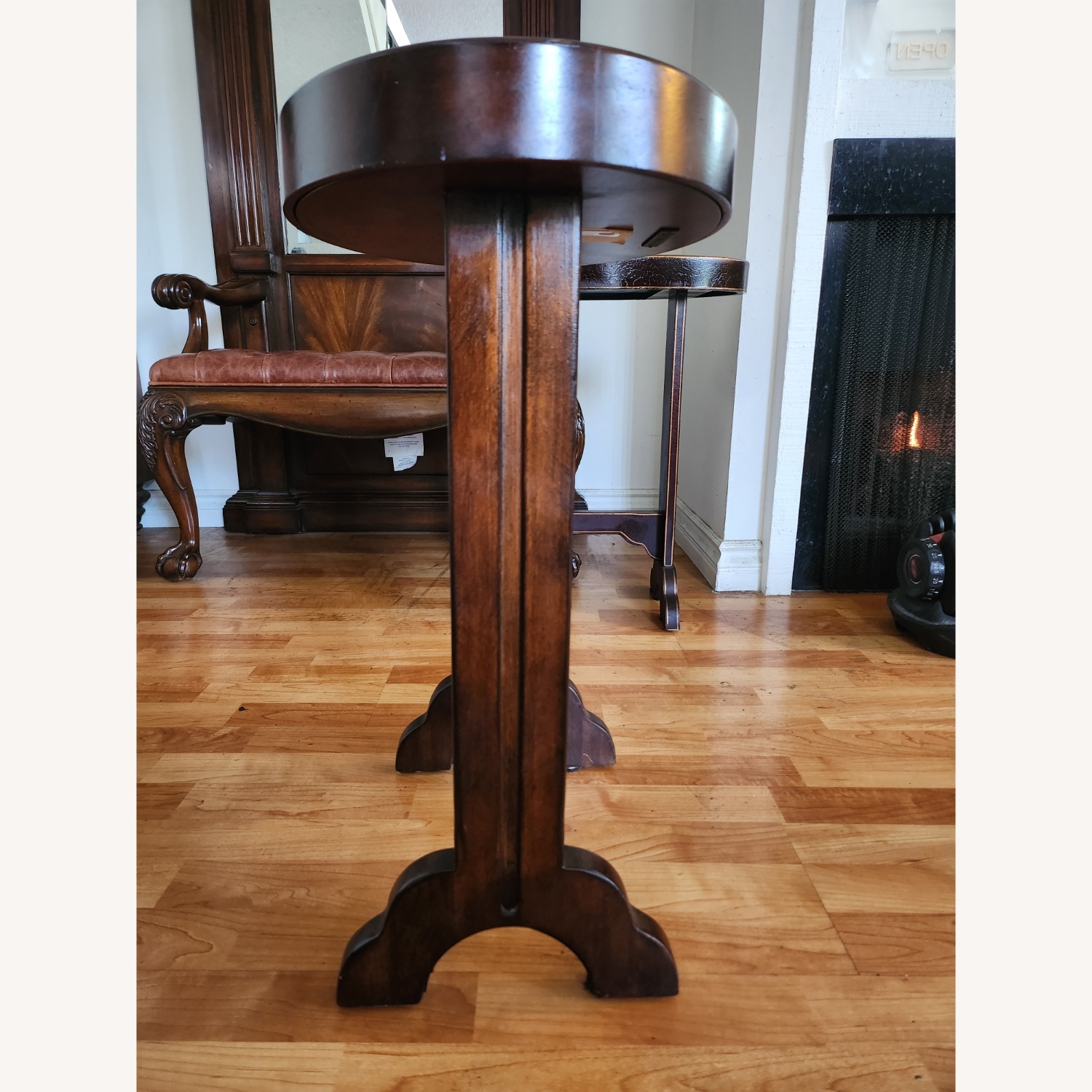 Ethan Allen Dark Brown Wood Side Table - image-3