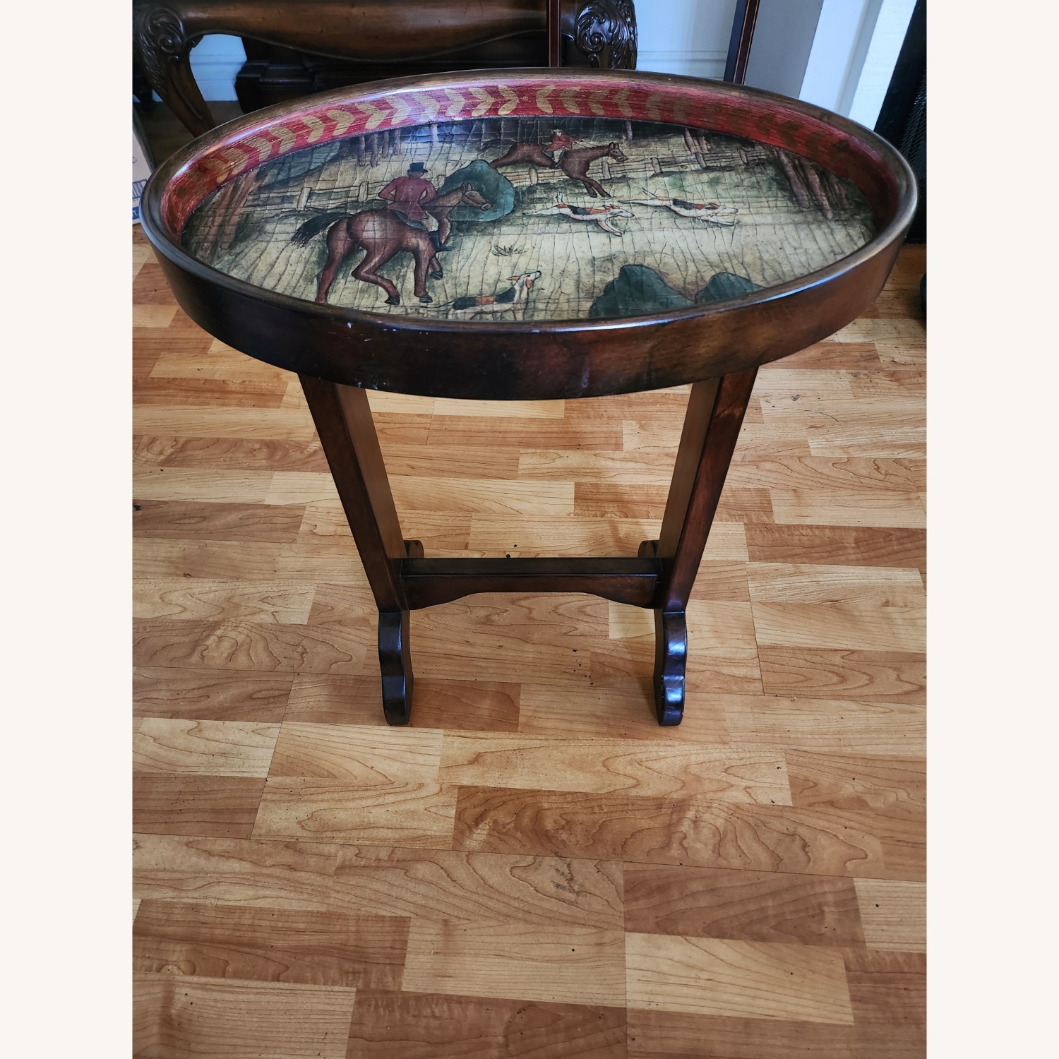 Ethan Allen Dark Brown Wood Side Table - image-1