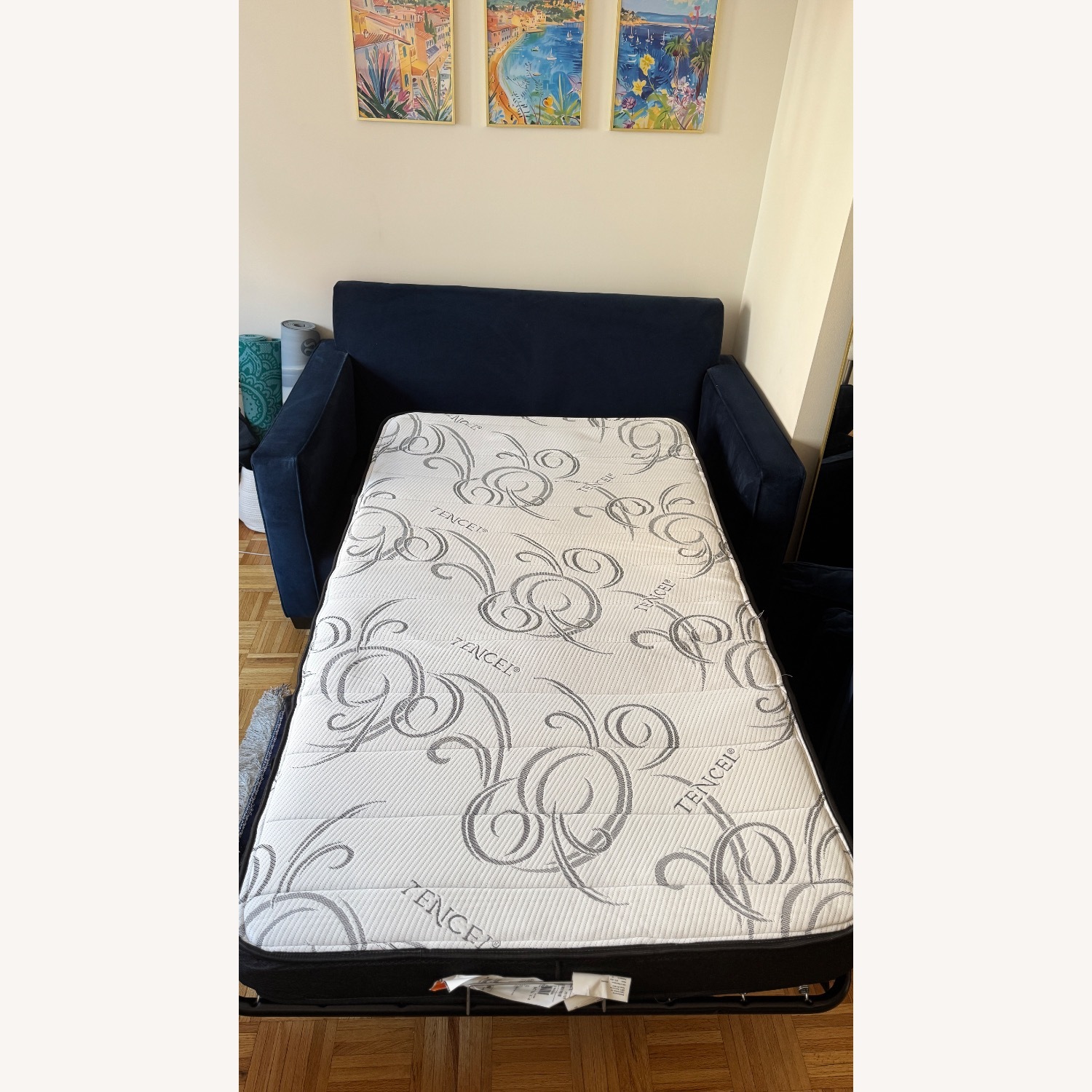 West Elm Henry Blue Velvet Sleeper Sofa - image-4