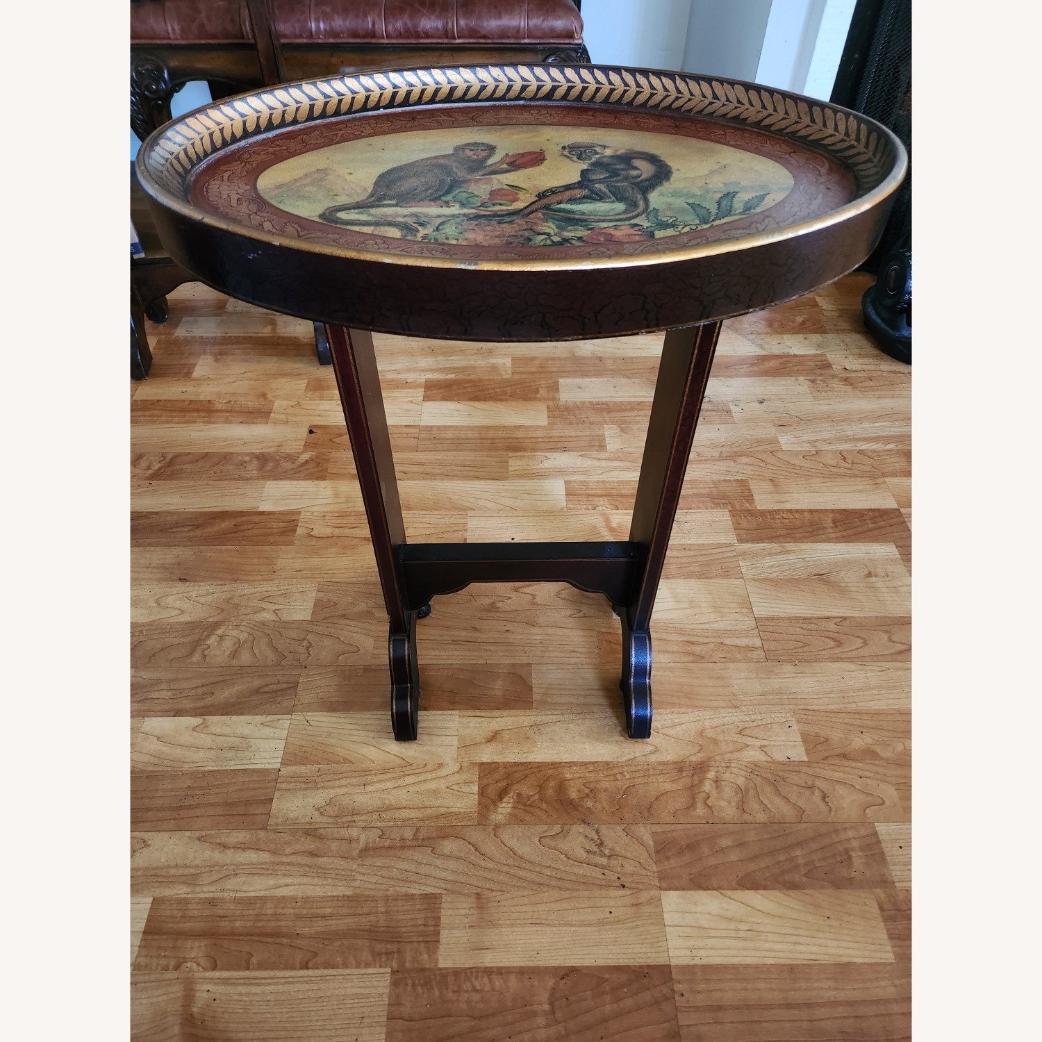 Ethan Allen Dark Brown Wood Side Table - image-1