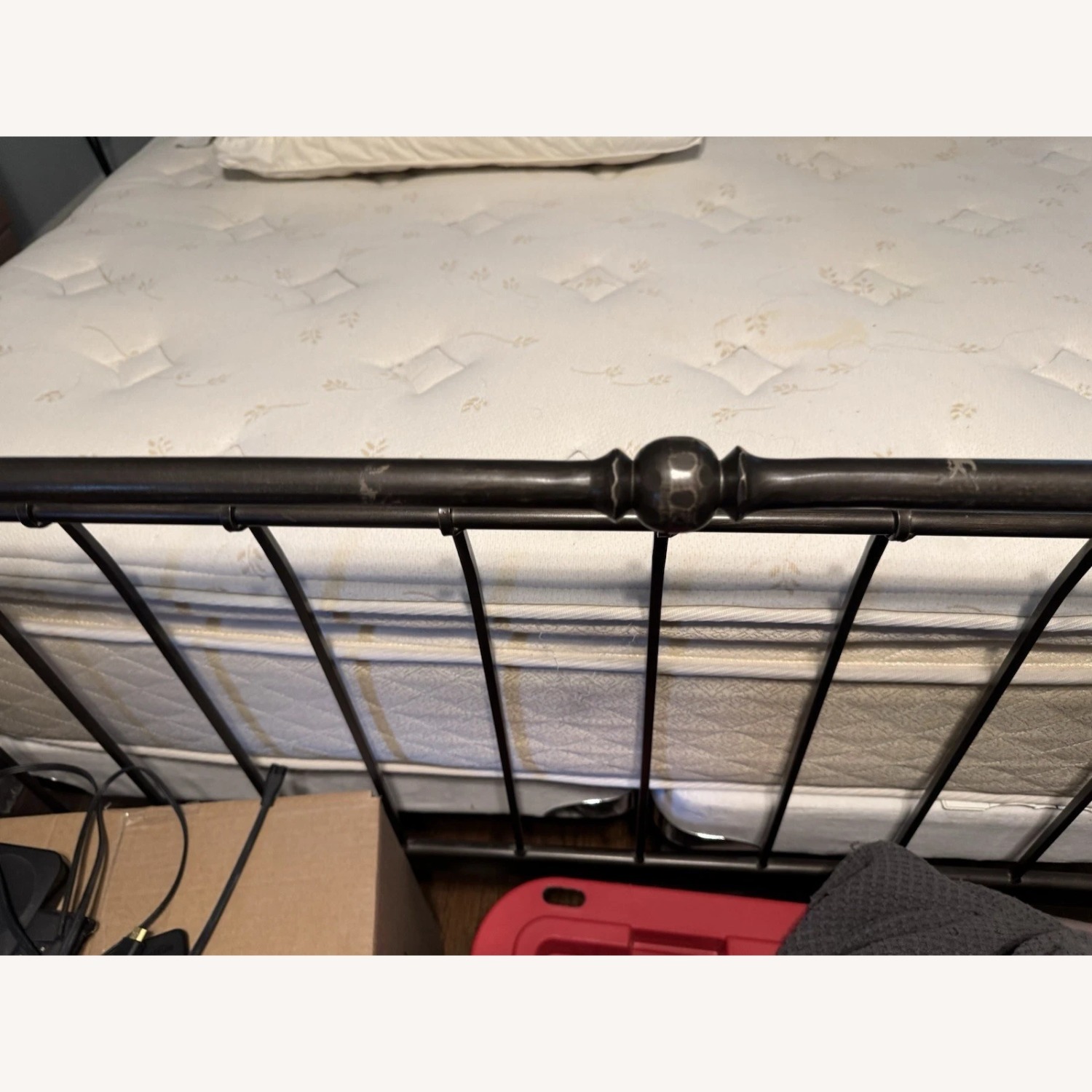 Crate & Barrel Sleigh Queen Black Iron Bed Frame - image-4
