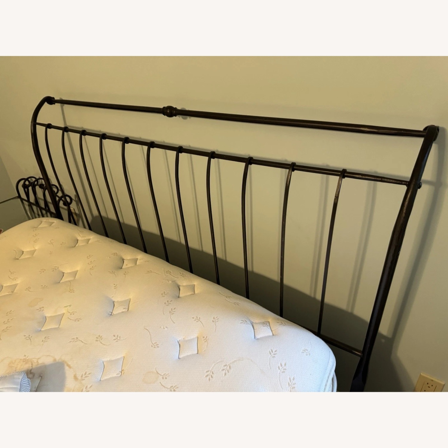 Crate & Barrel Sleigh Queen Black Iron Bed Frame - image-3