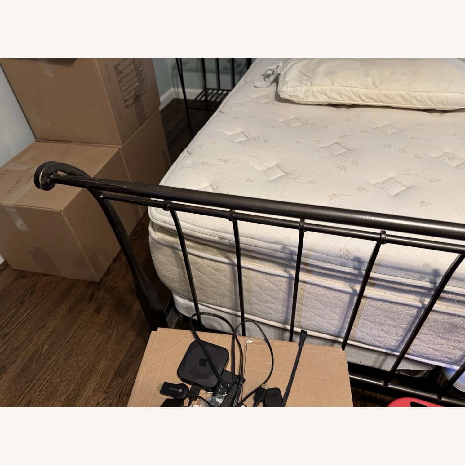 Crate & Barrel Sleigh Queen Black Iron Bed Frame - image-5