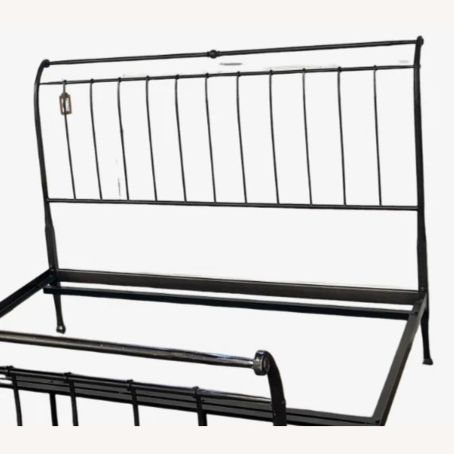 Crate & Barrel Sleigh Queen Black Iron Bed Frame - image-11