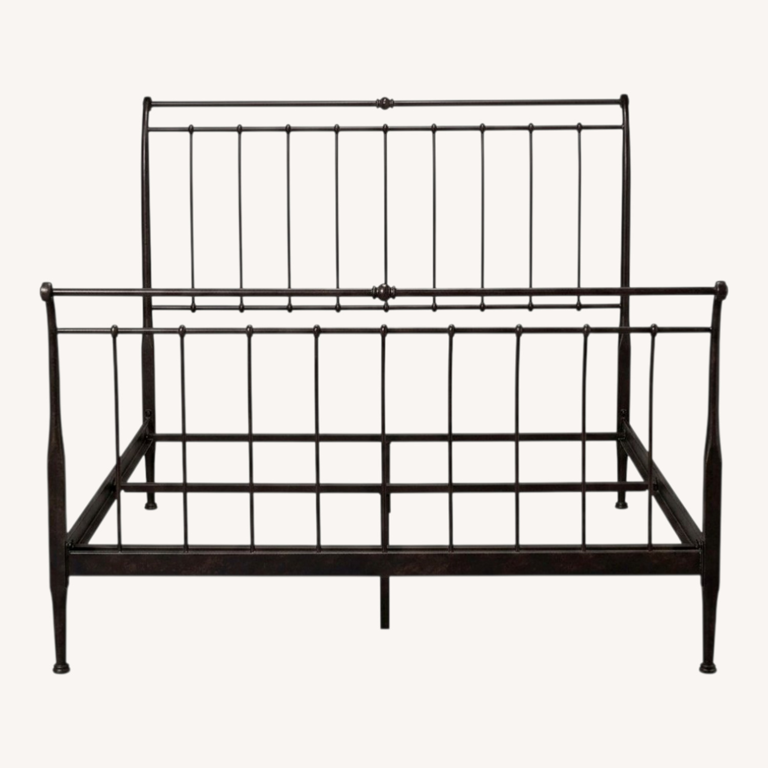 Crate & Barrel Sleigh Queen Black Iron Bed Frame - image-0