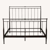 Crate & Barrel Sleigh Queen Black Iron Bed Frame