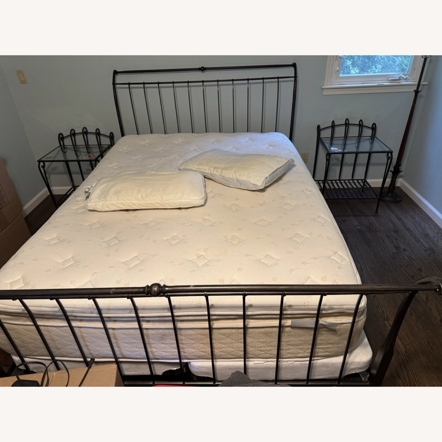 Crate & Barrel Sleigh Queen Black Iron Bed Frame - image-2