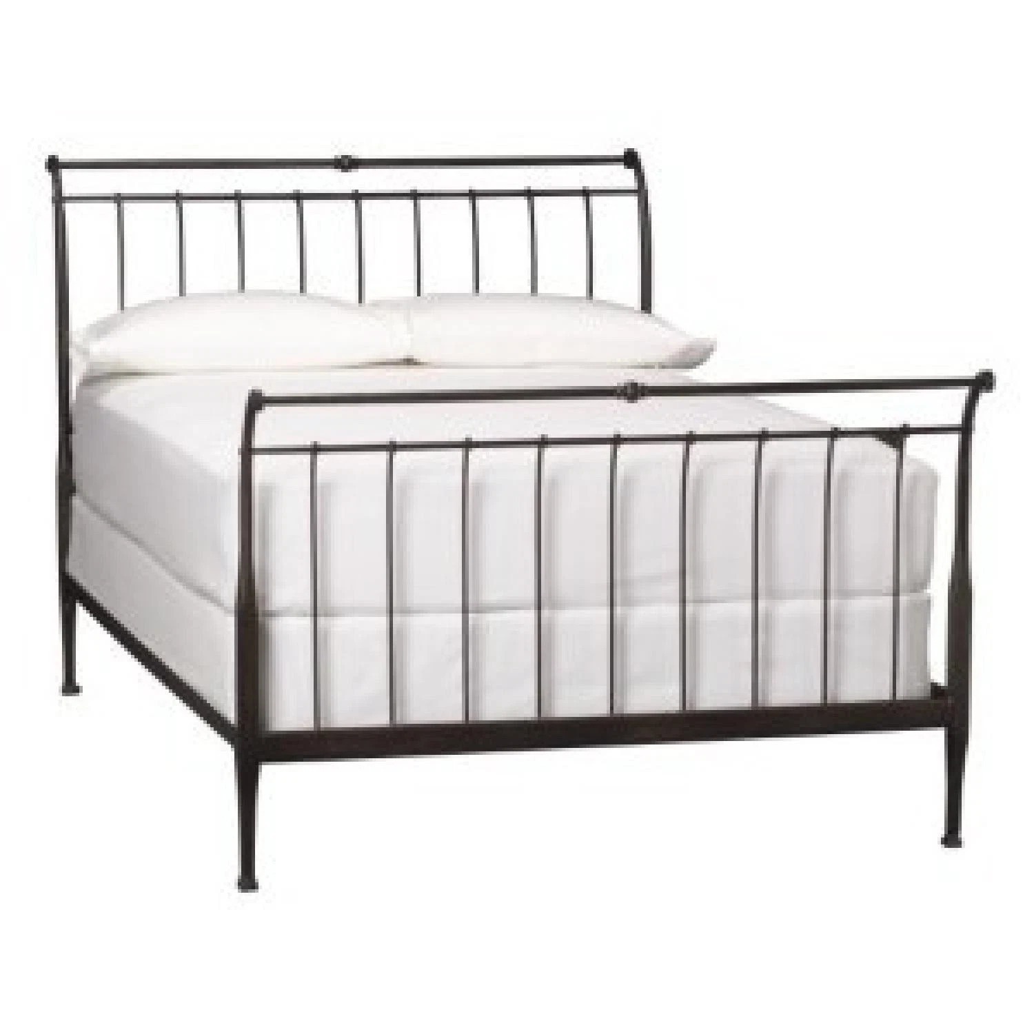 Crate & Barrel Sleigh Queen Black Iron Bed Frame - image-1