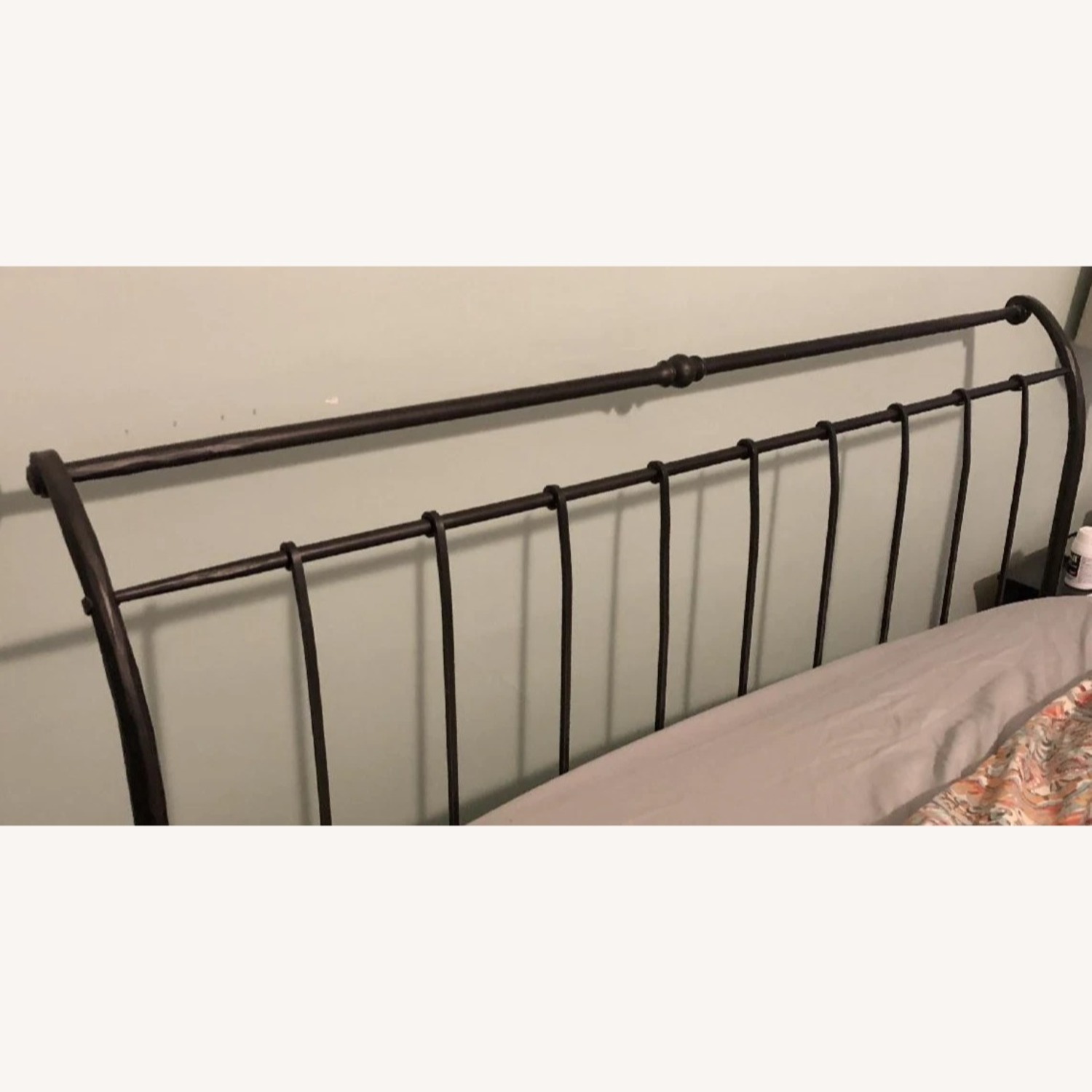Crate & Barrel Sleigh Queen Black Iron Bed Frame - image-9