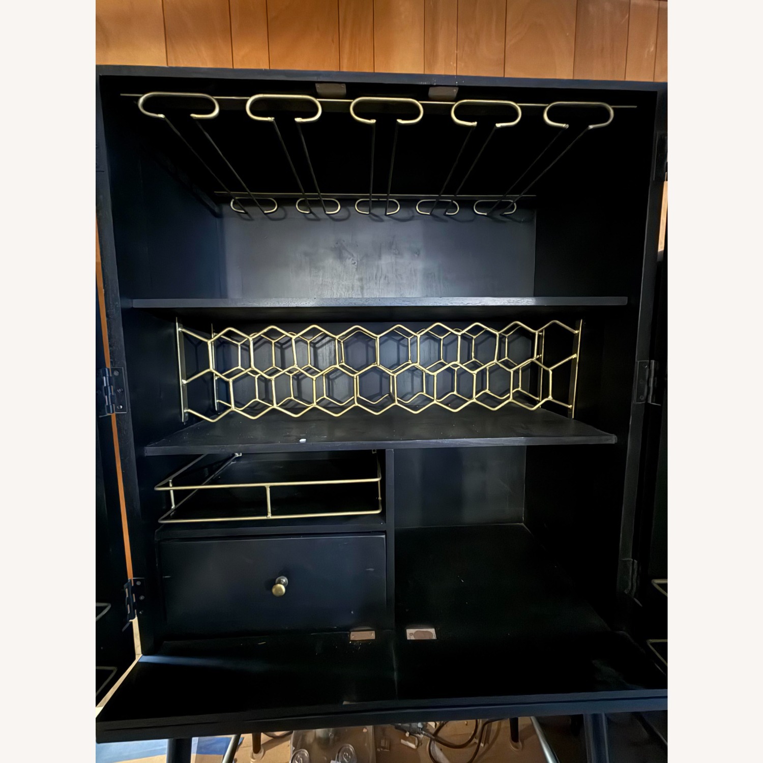 Black Wood Bar Cart - image-4