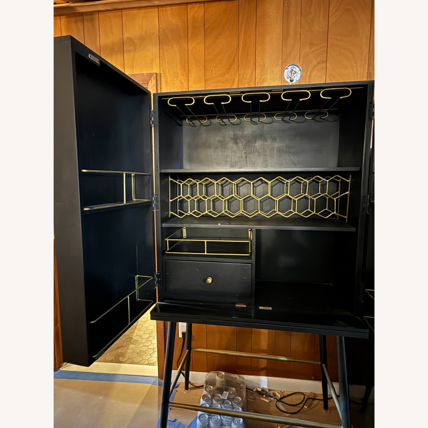 Black Wood Bar Cart - image-2