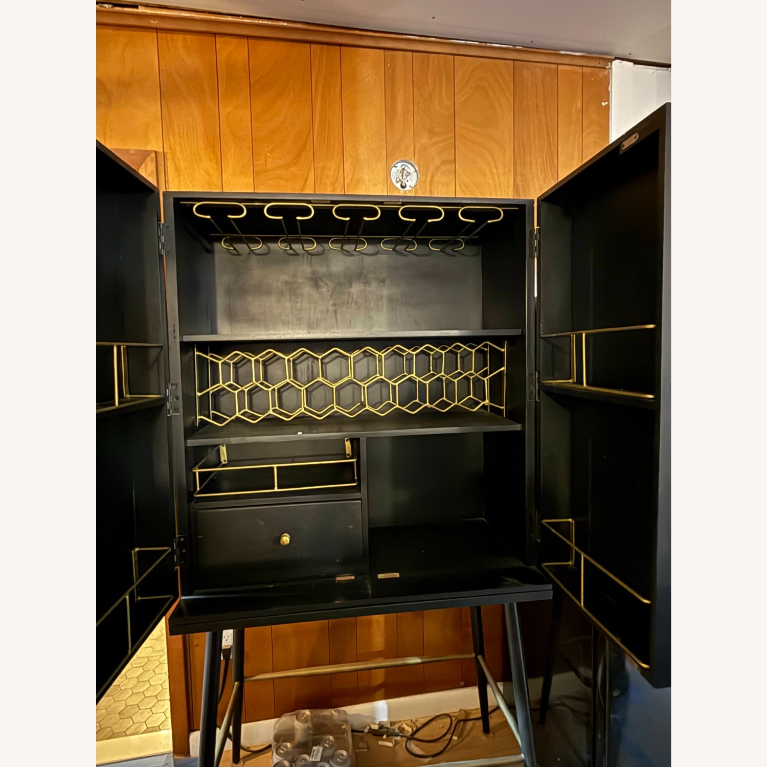 Black Wood Bar Cart - image-3