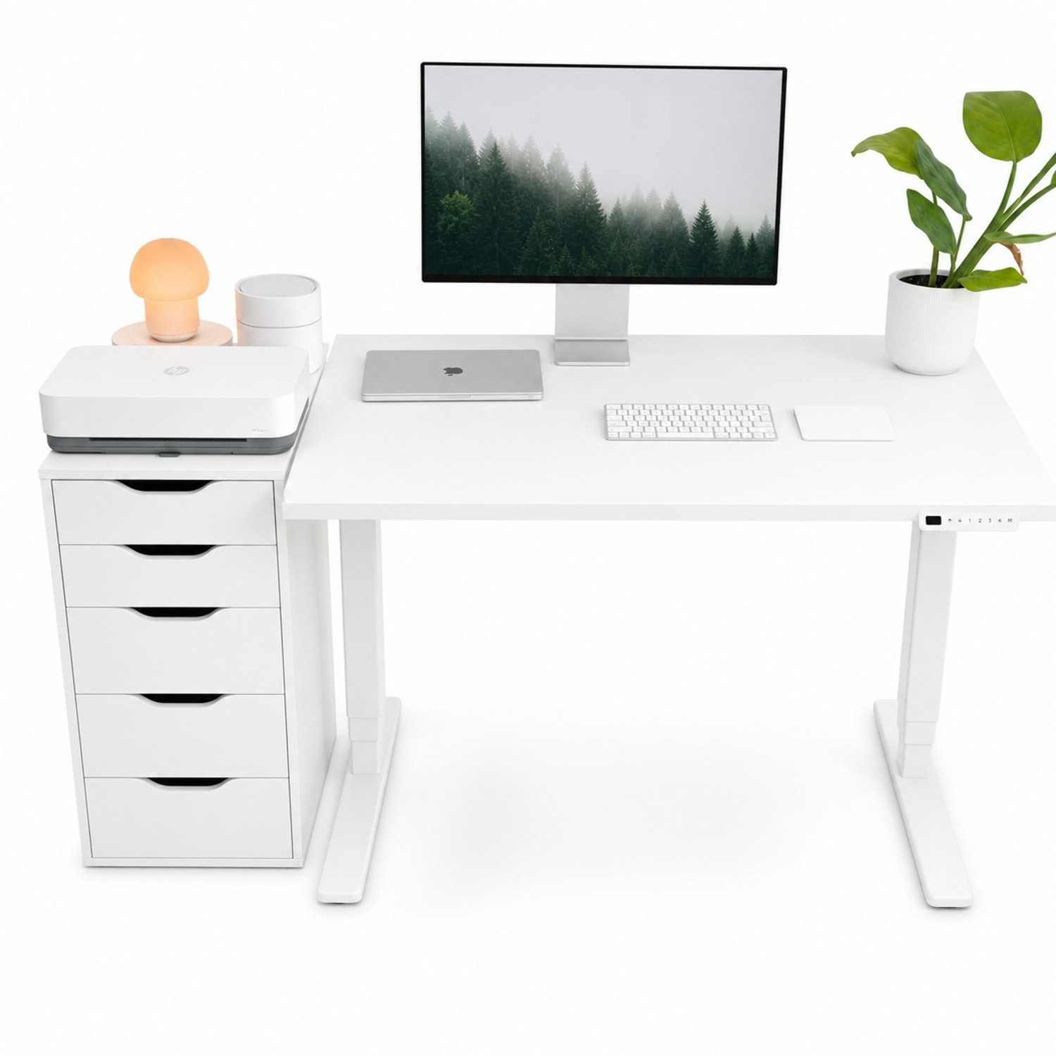 UPLIFT White Standing Desk and IKEA Drawer Bundle - image-6