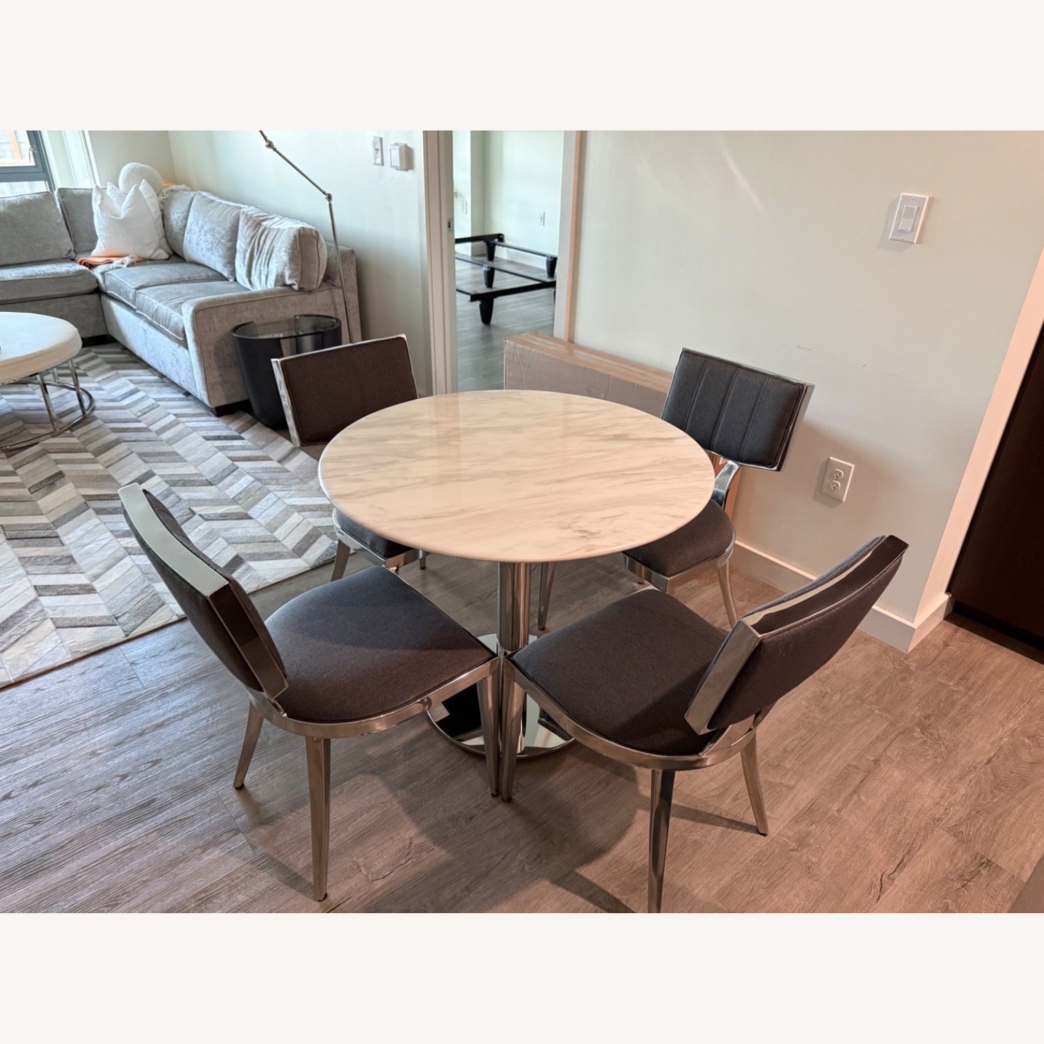 Jordan's Furniture Modern Round Marble-Top Dining Set - image-3