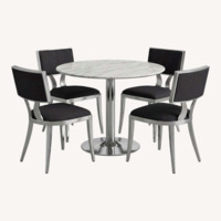 Jordan's Furniture Modern Round Marble-Top Dining Set