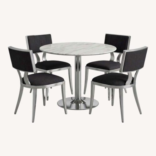 Used Jordan's Furniture Modern Round Marble-Top Dining Set for sale on AptDeco