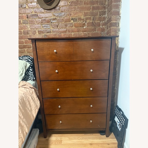 Used Overstock Dark Brown Wood Dresser for sale on AptDeco
