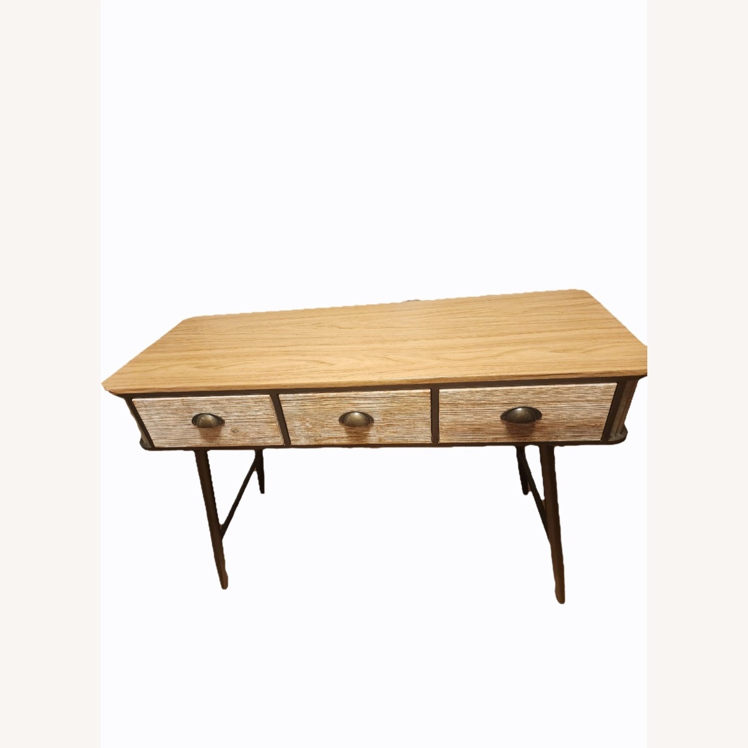 Rustic Brown Wood Desk 3 drawers - image-1