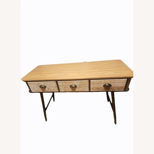 Used Rustic Brown Wood Desk 3 drawers for sale on AptDeco