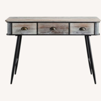 Rustic Brown Wood Desk 3 drawers