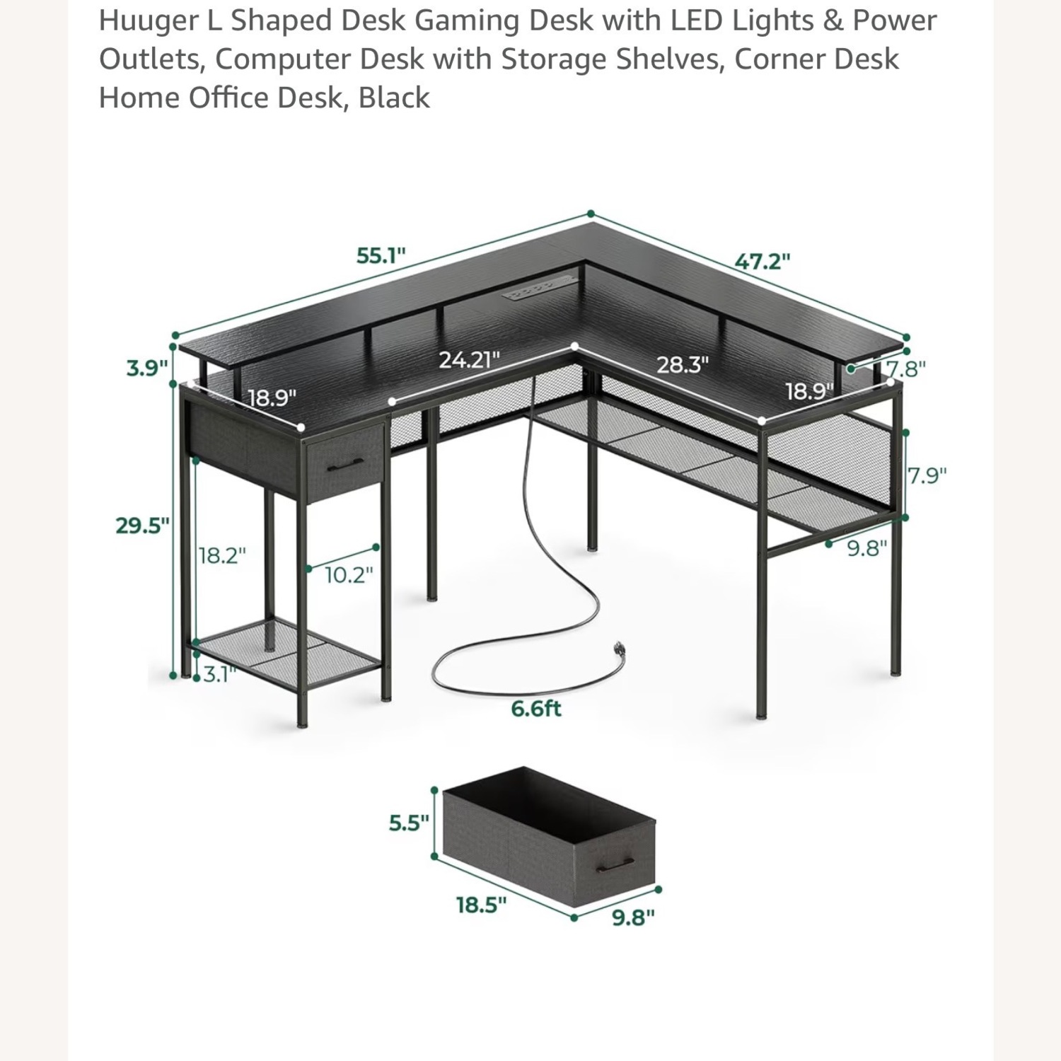 Huuger L Shaped Desk - image-2