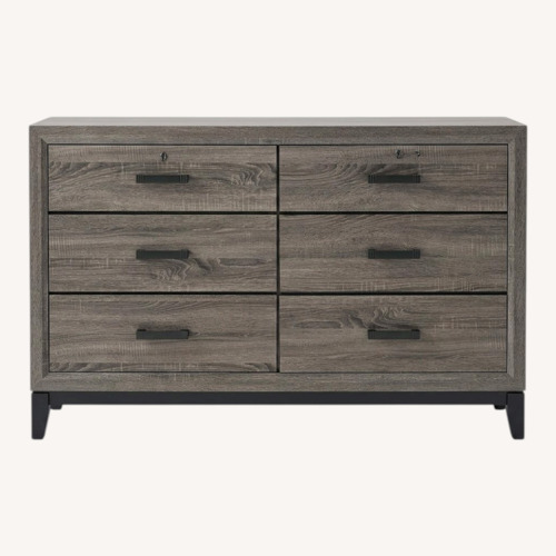 Used Bob's Discount Furniture Joss Gray Wood Dresser for sale on AptDeco