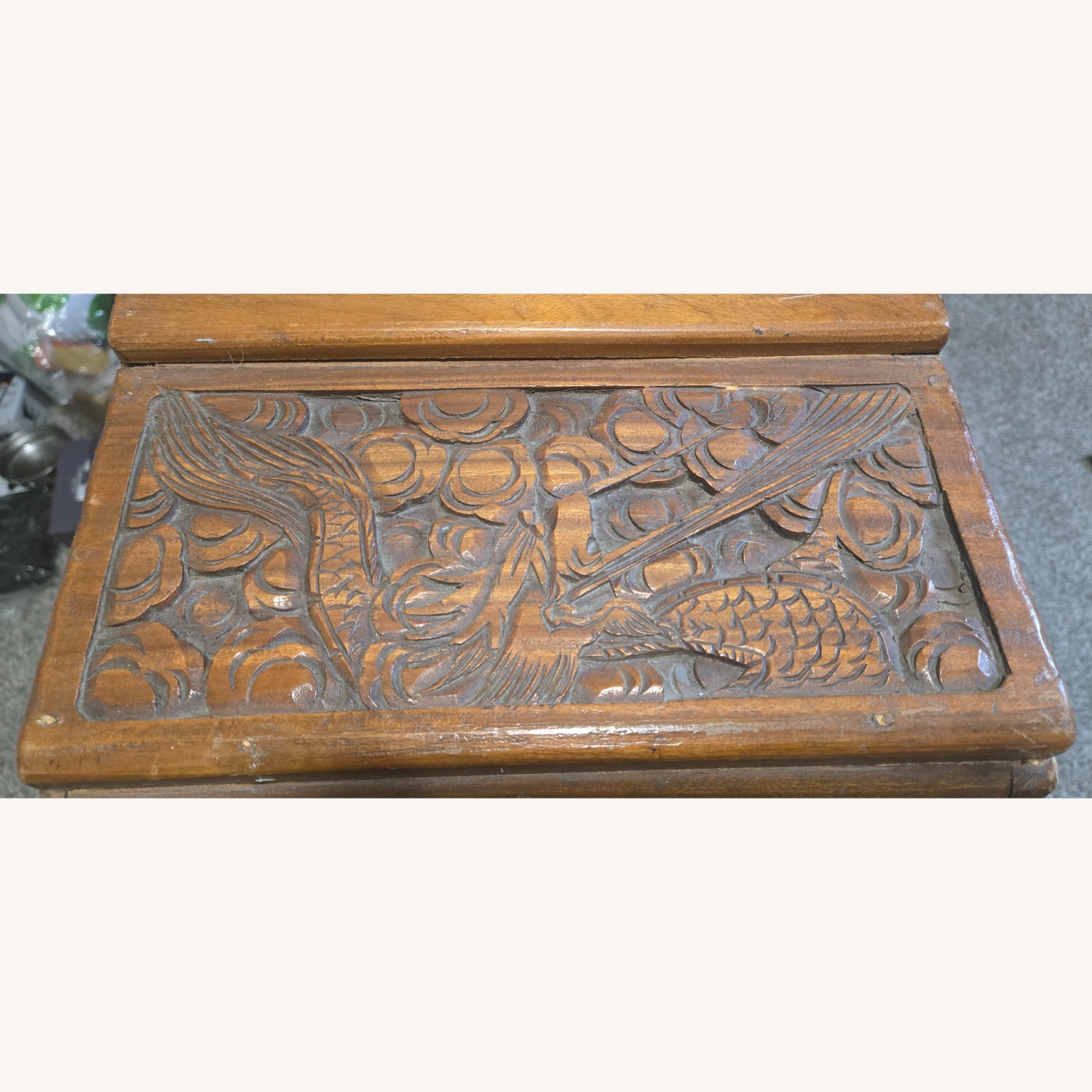 Vintage Oriental Hand Carved Dragon Camphor Box - image-5