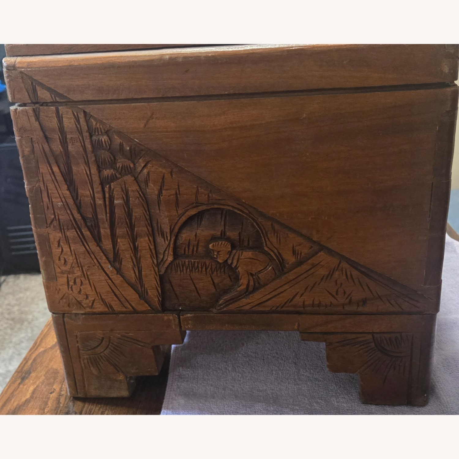Vintage Oriental Hand Carved Dragon Camphor Box - image-4