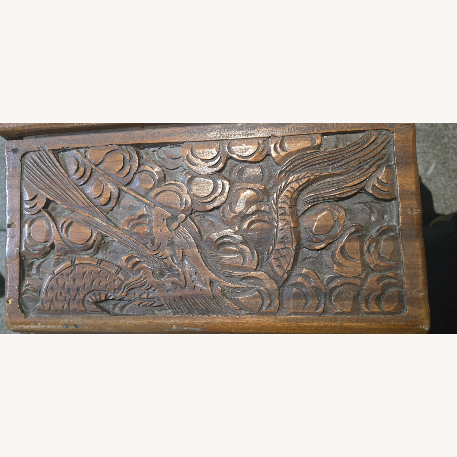Vintage Oriental Hand Carved Dragon Camphor Box - image-3