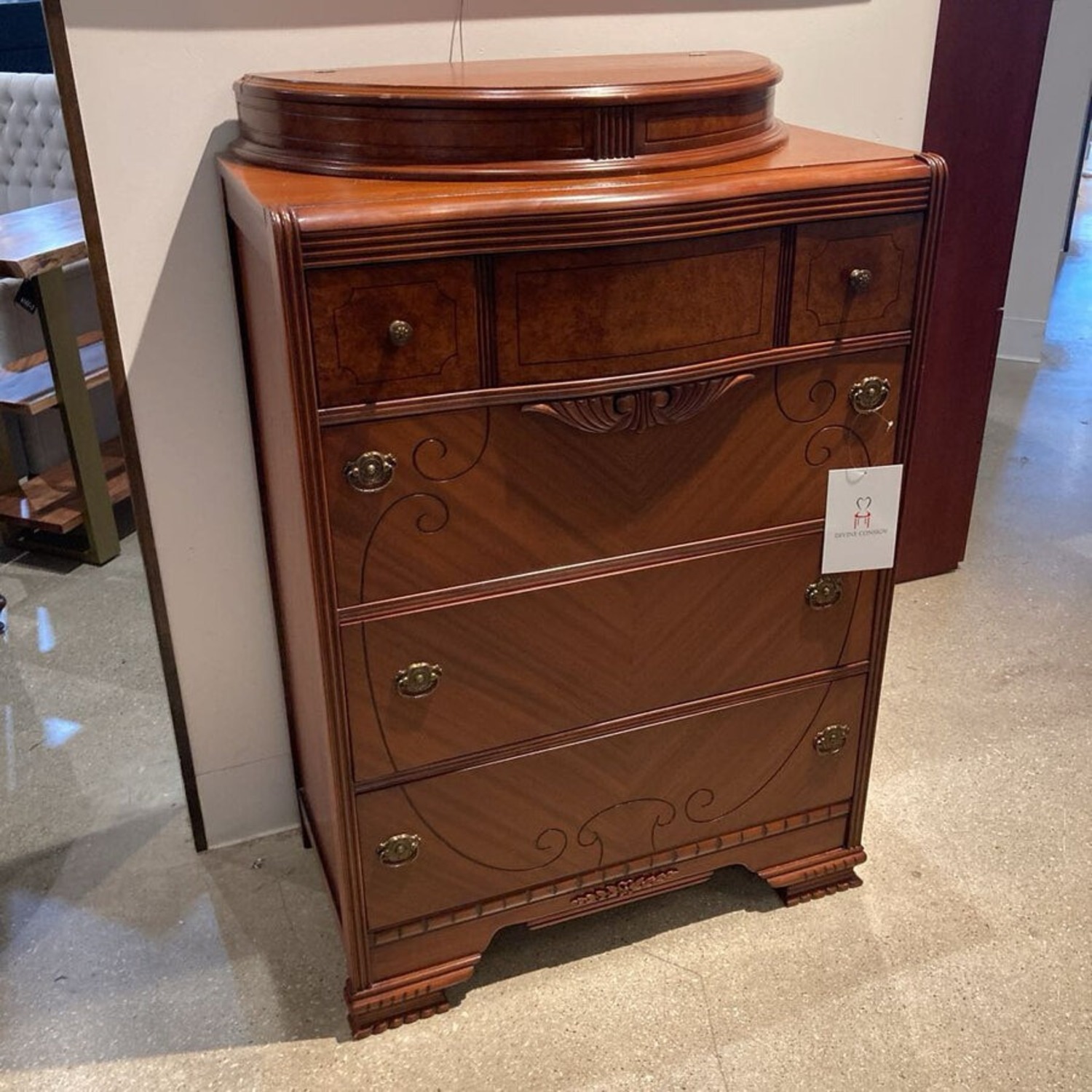 Art Deco 4-Drawer W Flip-Top Dresser - image-1