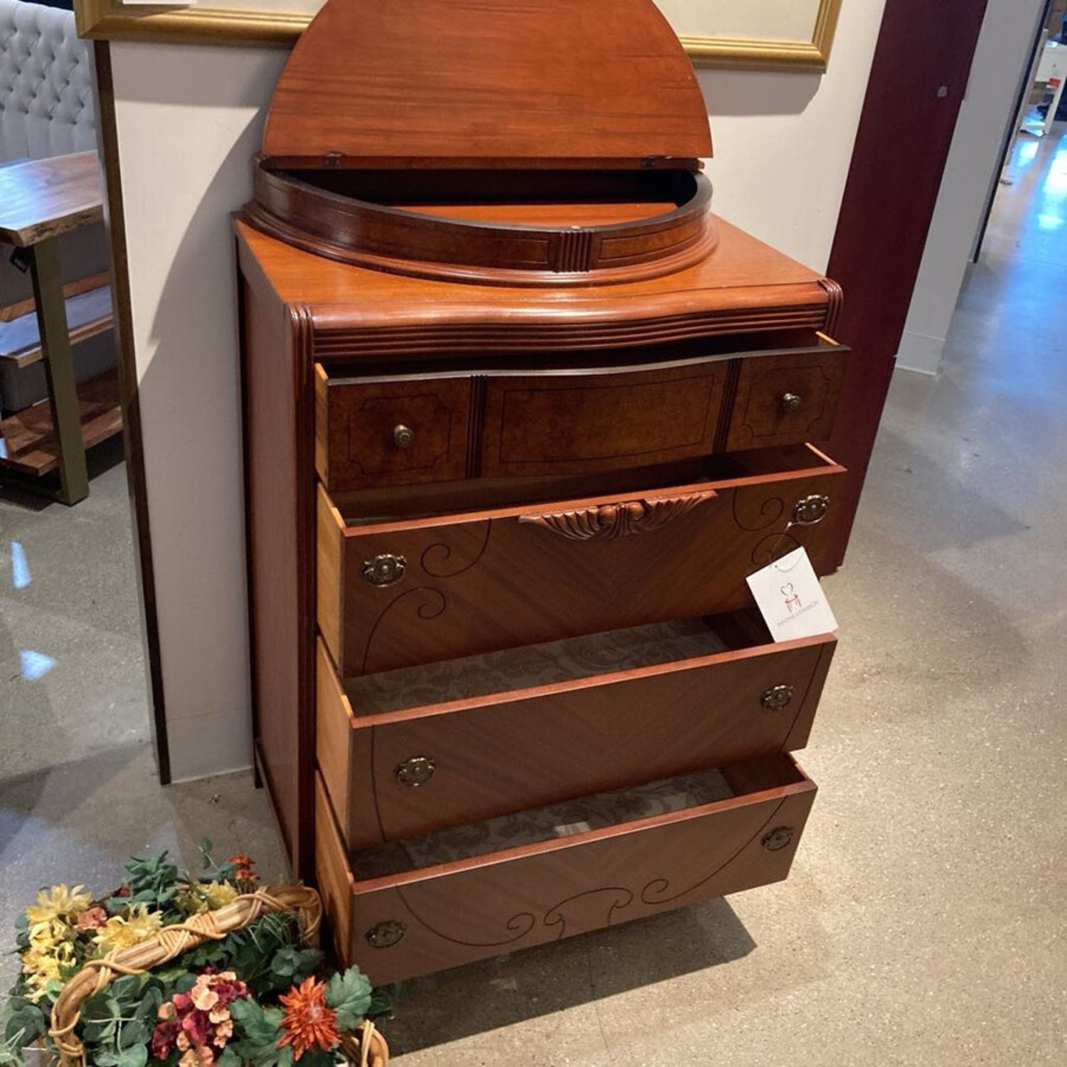 Art Deco 4-Drawer W Flip-Top Dresser - image-5
